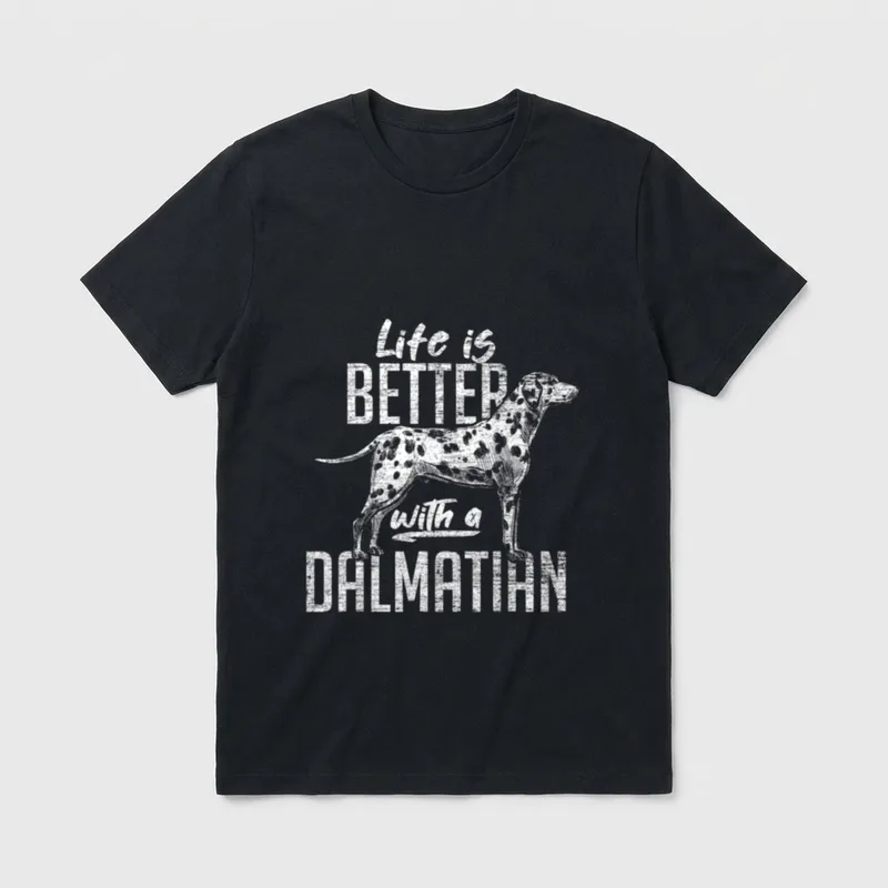 Das Leben ist besser Dalmatiner T-Shirt – Klassisches T-Shirt in Schwarz