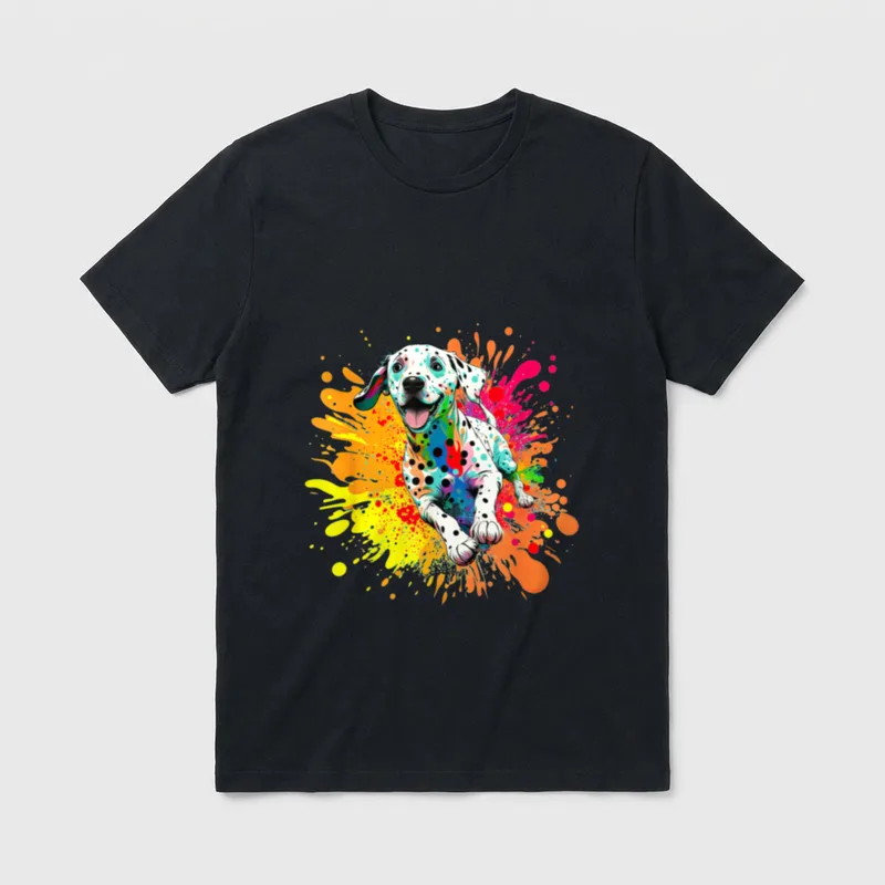 Dalmatiner-Besitzer Künstler Cartoon mit einem T-Shirt – Klassisches T-Shirt in Schwarz