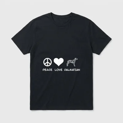 Peace Love Dalmatiner T-Shirt – Klassisches T-Shirt in Schwarz