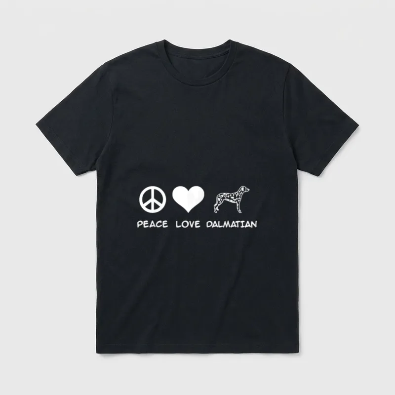 Peace Love Dalmatiner T-Shirt – Klassisches T-Shirt in Schwarz