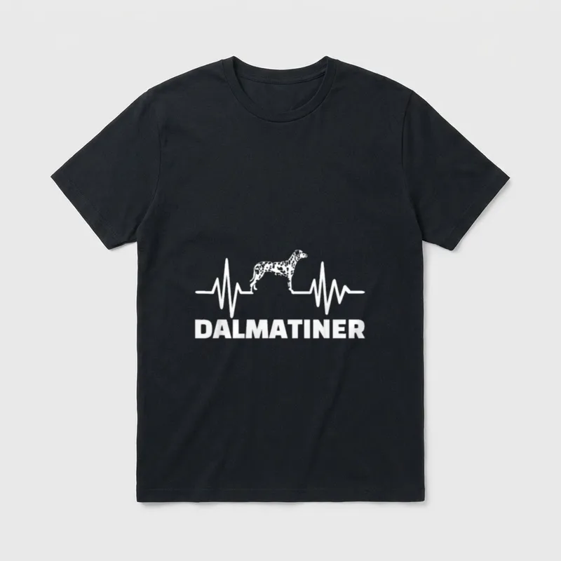 Dalmatiner Herzschlag T-Shirt 0063 – Klassisches T-Shirt in Schwarz