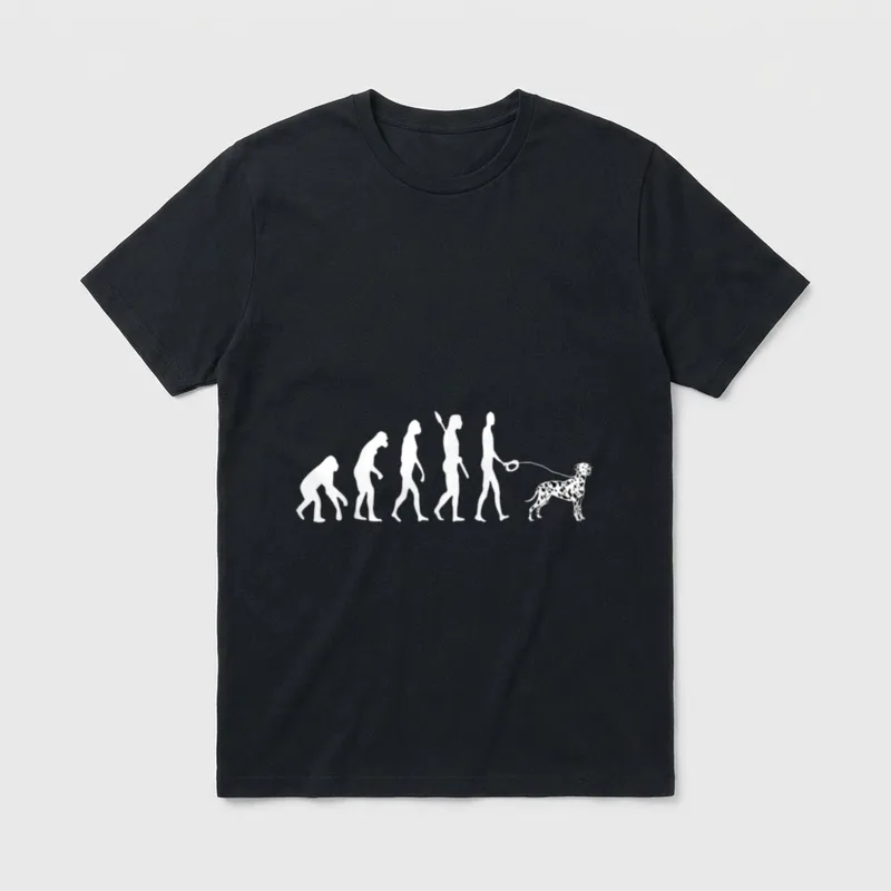 Dalmatiner Gassi Hundebesitzer Evolution T-Shirt – Klassisches T-Shirt in Schwarz