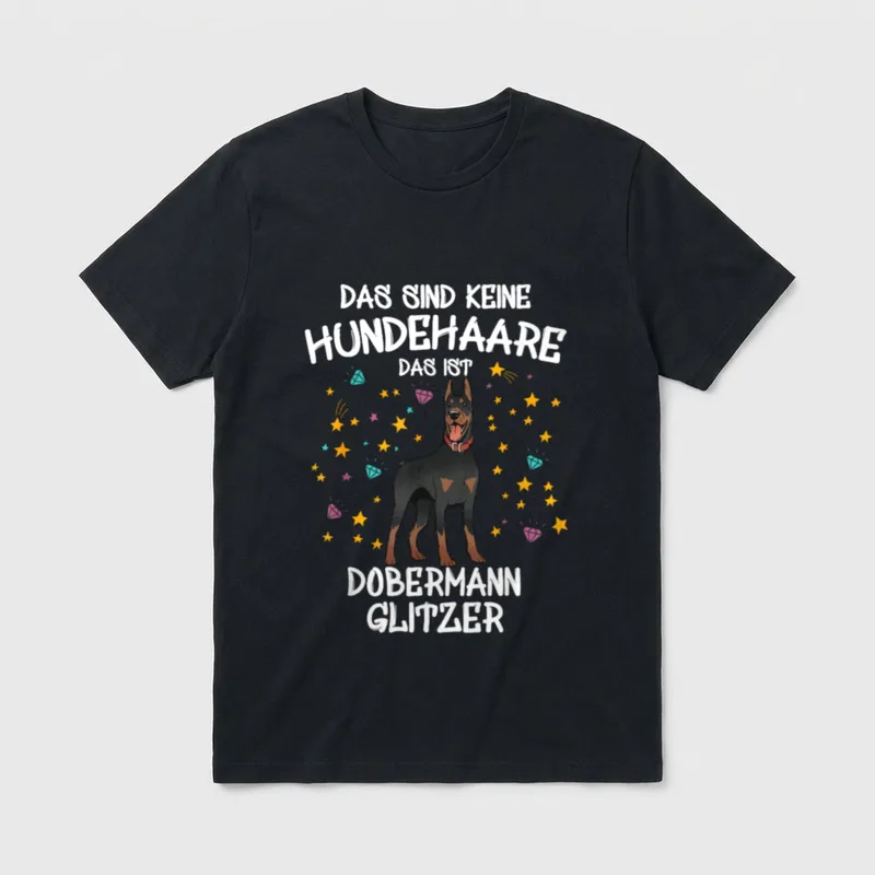 Dobermann Glitzer Hundehalter Dobi T-Shirt – Klassisches T-Shirt in Schwarz