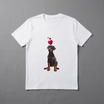 mit Dobermann Hund und Herz T-Shirt – Klassisches T-Shirt in Schwarz