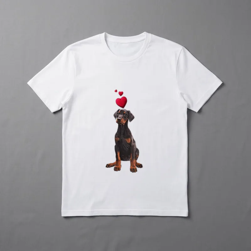mit Dobermann Hund und Herz T-Shirt – Klassisches T-Shirt in Schwarz