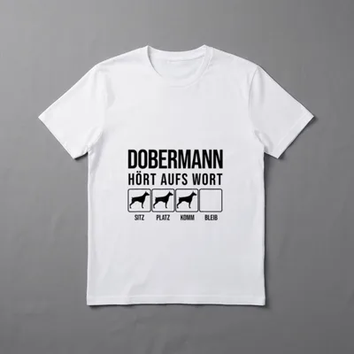 Dobermann Hört aufs Wort T-Shirt – Klassisches T-Shirt in Schwarz