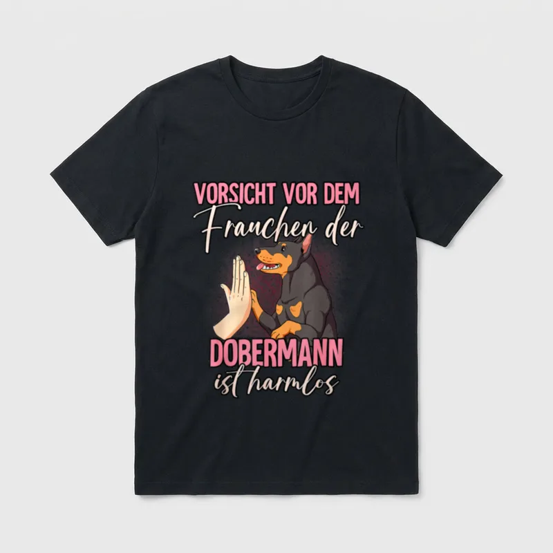 Vorsicht vor dem Frauchen T-Shirt 0021 – Klassisches T-Shirt in Schwarz