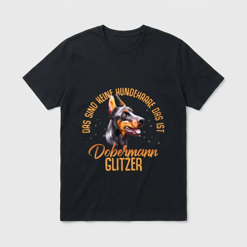 Dobermann Hund Pinscher Hunderasse T-Shirt 0037 – Klassisches T-Shirt in Schwarz