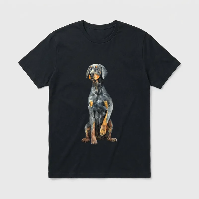 Aquarell Portrait Dobermann Pinscher T-Shirt – Klassisches T-Shirt in Schwarz