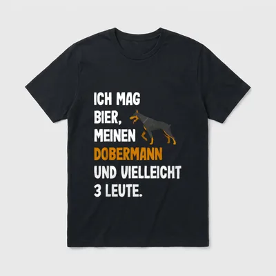 Dobermann & Bier Lustige T-Shirt – Klassisches T-Shirt in Schwarz