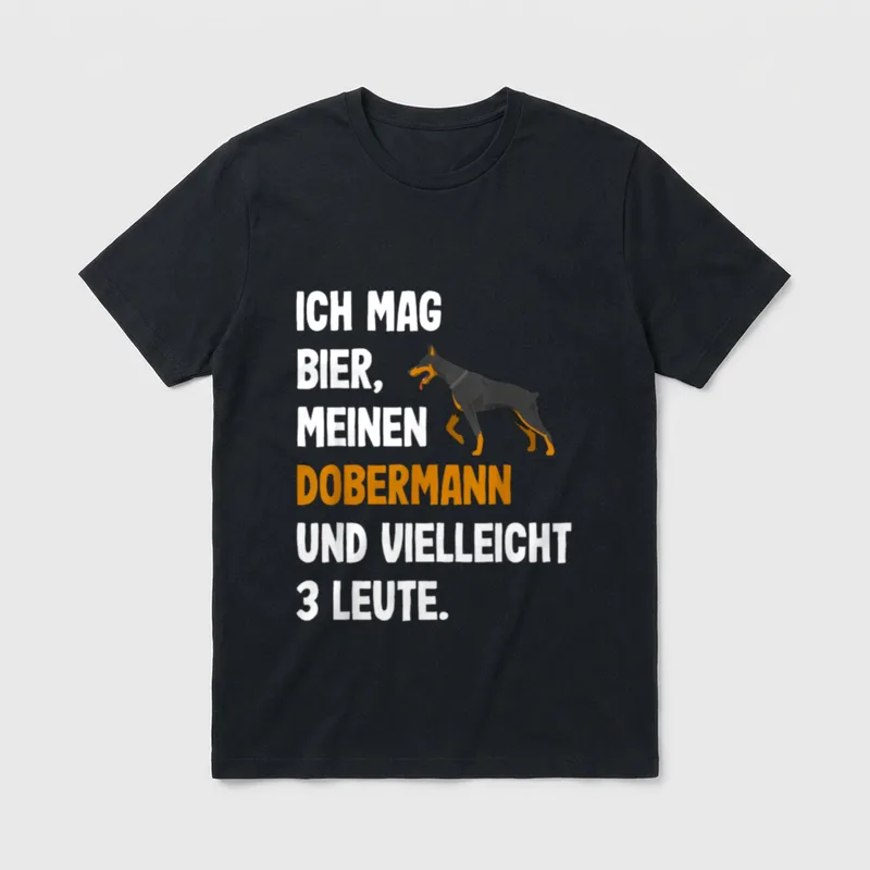 Dobermann & Bier Lustige T-Shirt – Klassisches T-Shirt in Schwarz