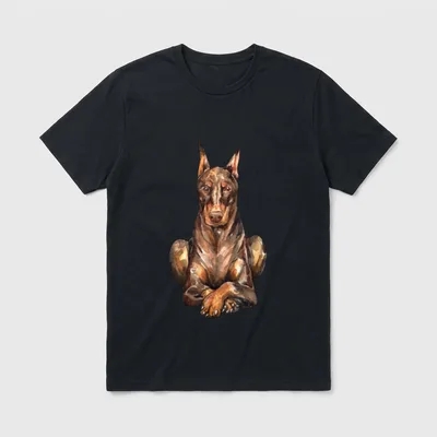 Aquarell Portrait Dobermann Pinscher T-Shirt 0055 – Klassisches T-Shirt in Schwarz