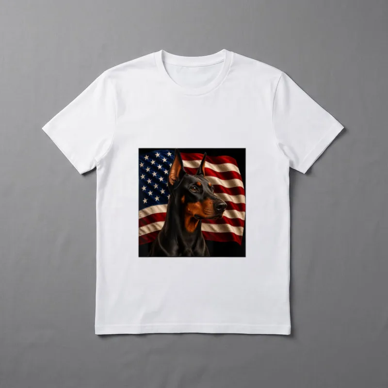 Dobermann Hund Patriotische 4. T-Shirt – Klassisches T-Shirt in Schwarz