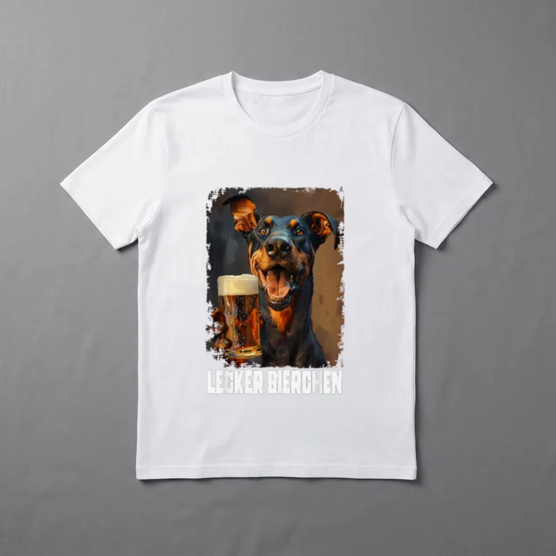 Lecker Bierchen Dobermann T-Shirt – Klassisches T-Shirt in Schwarz