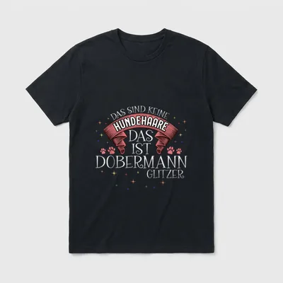 Das ist Dobermann Glitzer T-Shirt – Klassisches T-Shirt in Schwarz