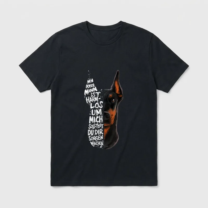 MEIN DOBERMANN IST HARMLOS T-Shirt – Klassisches T-Shirt in Schwarz
