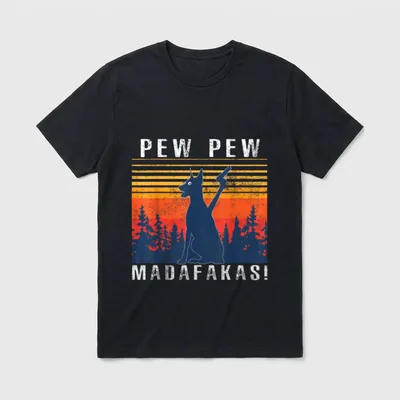 PEW PEW MADAFAKAS DOBERMANN T-Shirt – Klassisches T-Shirt in Schwarz