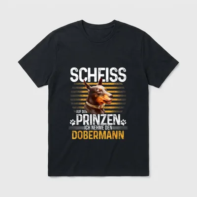 Dobermann Hund Pinscher Hunderasse T-Shirt 0085 – Klassisches T-Shirt in Schwarz