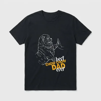 Best Chow Chow Dad T-Shirt – Chow Chow Skizze gibt High Five neben orangefarbenem Text – Klassisches T-Shirt in Schwarz