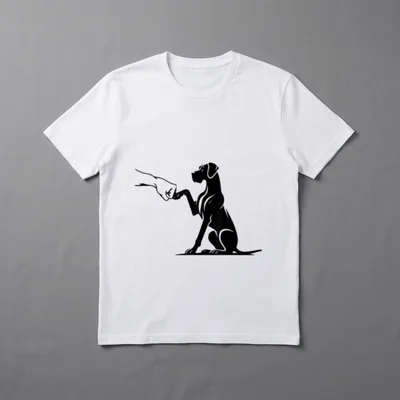 Deutsche Dogge mit Hand T-Shirt – Klassisches T-Shirt in Schwarz