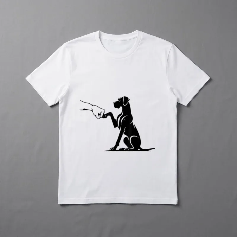 Deutsche Dogge mit Hand T-Shirt – Klassisches T-Shirt in Schwarz