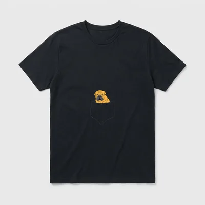Shar Pei-Welpe T-Shirt – Gelber Shar Pei Welpe im Umriss einer Tasche – Klassisches T-Shirt in Schwarz