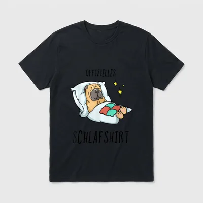 SHAR PEI Pyjama Schlafanzug T-Shirt – Klassisches T-Shirt in Schwarz