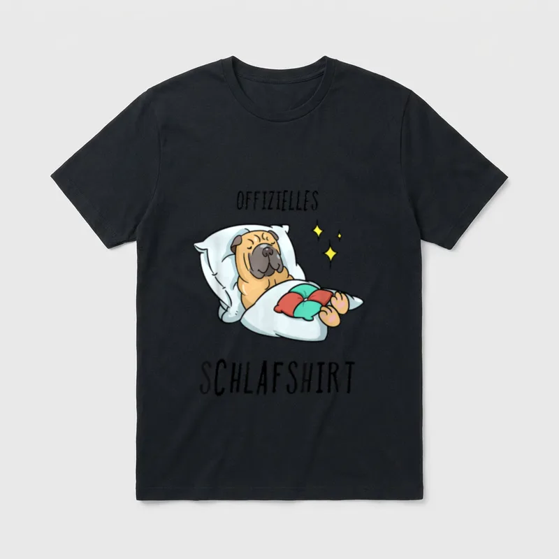 SHAR PEI Pyjama Schlafanzug T-Shirt – Klassisches T-Shirt in Schwarz