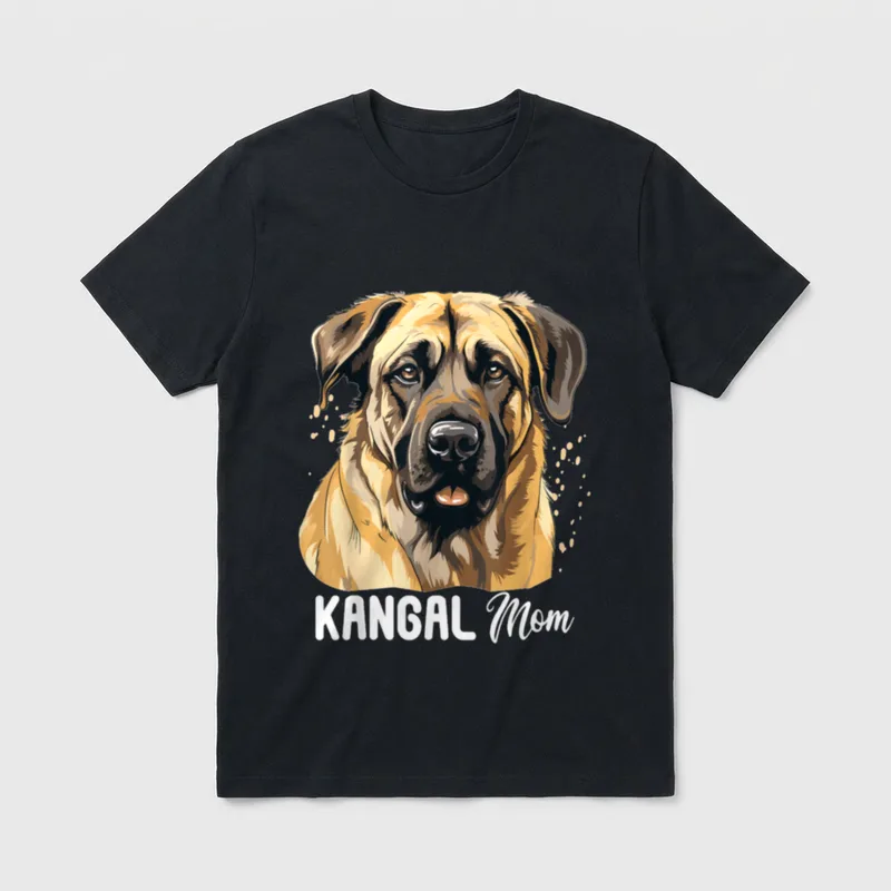 Kangals Kangal Hund Mama T-Shirt – Illustration eines Kanals mit dem Schriftzug KANGAL Mom – Klassisches T-Shirt in Schwarz