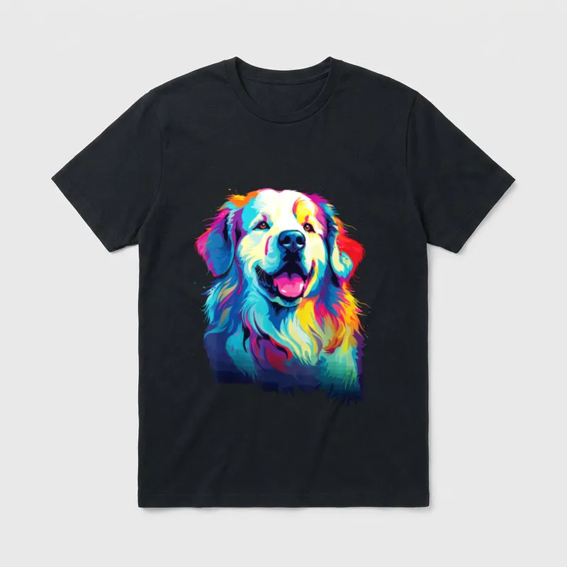 Wasserfarben Farbenfroher Pyrenäenberghund Hunde T-Shirt – Klassisches T-Shirt in Schwarz