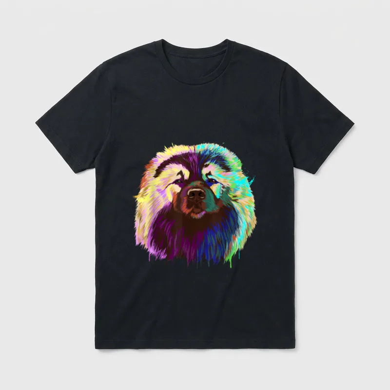 Bunter Splash Hund Kaukasischer T-Shirt – Klassisches T-Shirt in Schwarz