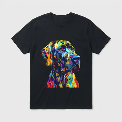 Psychedelische Deutsche Dogge T-Shirt – Klassisches T-Shirt in Schwarz
