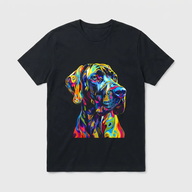 Psychedelische Deutsche Dogge T-Shirt – Klassisches T-Shirt in Schwarz