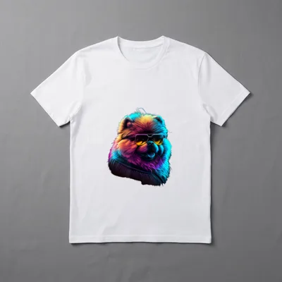 Chow Chow Chow Dogs T-Shirt – Bunter Chow Chow mit Sonnenbrille im Neon-Stil – Klassisches T-Shirt in Schwarz