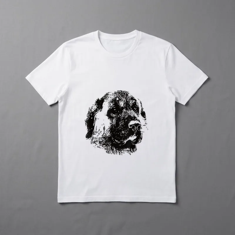 Kangal-Hirtenhund T-Shirt – Schwarz-Weiß Skizze eines Kangal-Hirtenhundkopfes im Profil – Klassisches T-Shirt in Schwarz