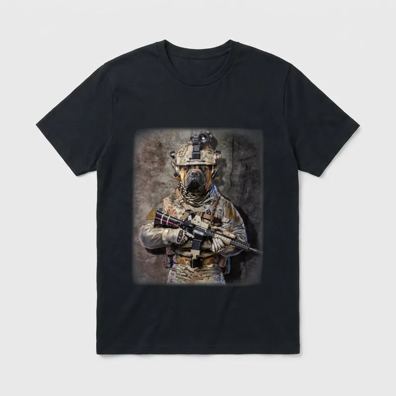 Bullmastiff Hund als Armee T-Shirt – Klassisches T-Shirt in Schwarz
