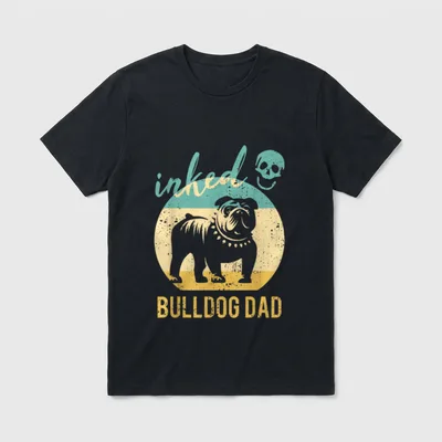Bulldoggen Papa Tätowiert Old T-Shirt – Klassisches T-Shirt in Schwarz