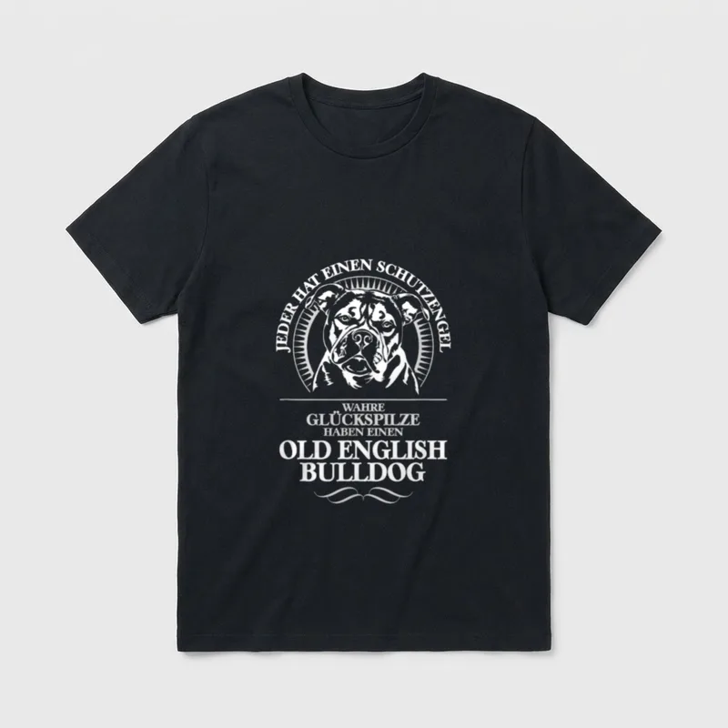 Old English Bulldog Schutzengel T-Shirt – Klassisches T-Shirt in Schwarz