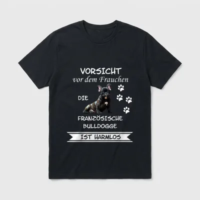 Vorsicht vor dem Frauchen Englische Bulldogge T-Shirt – Klassisches T-Shirt in Schwarz