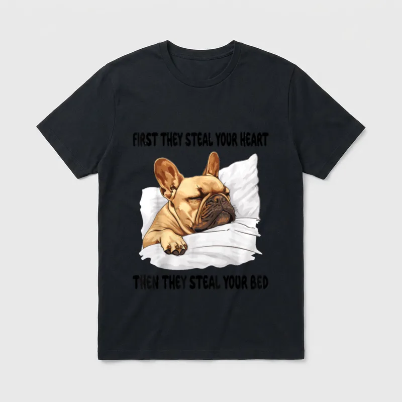 Schlafpyjama mit französischer Bulldogge T-Shirt – Klassisches T-Shirt in Schwarz
