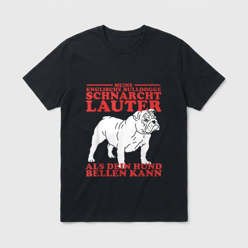 Schnarcht laut English Bulldog T-Shirt – Klassisches T-Shirt in Schwarz