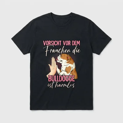 Bulldogge Schwarz Cartoon Bulldogge T-Shirt – Klassisches T-Shirt in Schwarz