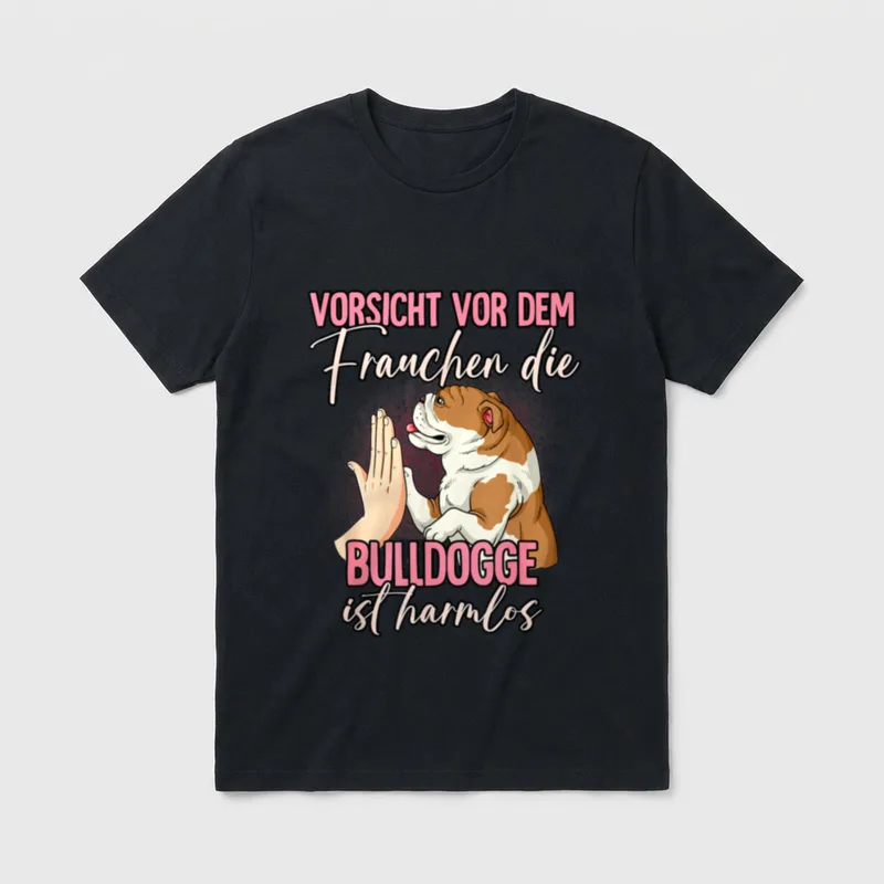 Bulldogge Schwarz Cartoon Bulldogge T-Shirt – Klassisches T-Shirt in Schwarz