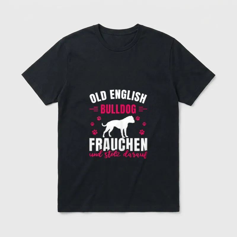 Old English Bulldog Frauchen Englische Bulldogge T-Shirt – Klassisches T-Shirt in Schwarz