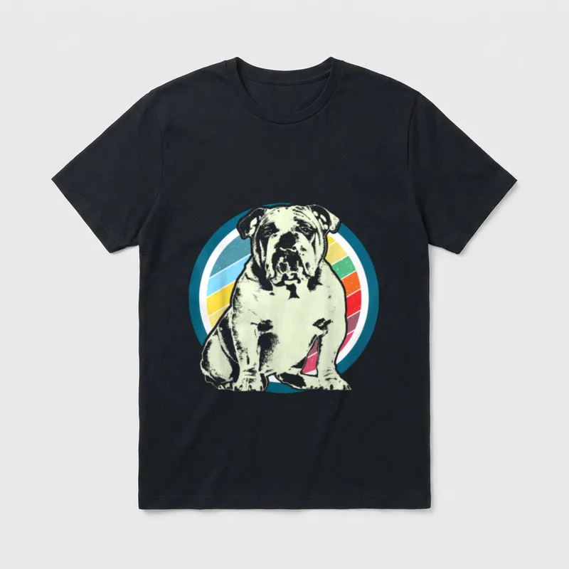Englische Bulldogge Retro Style T-Shirt – Klassisches T-Shirt in Schwarz