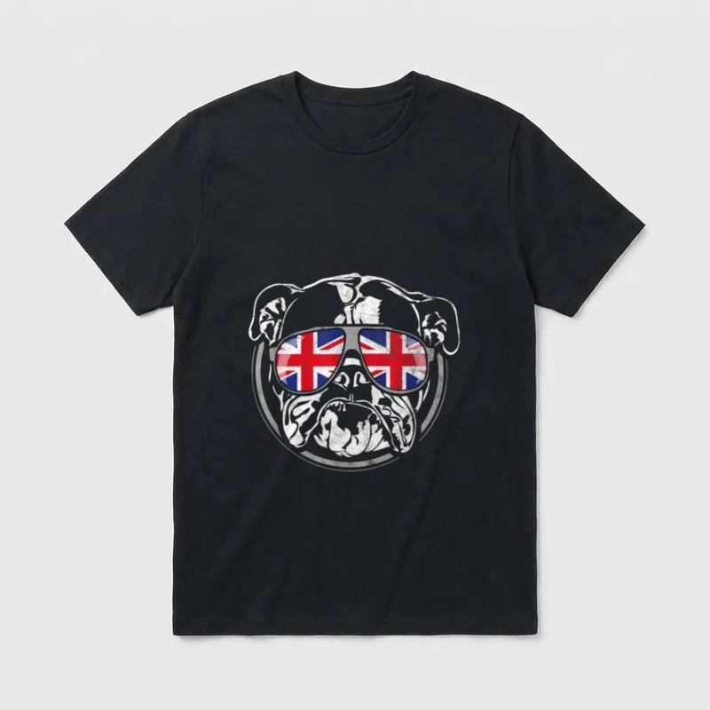 Englische Bulldogge Union Jack T-Shirt – Klassisches T-Shirt in Schwarz