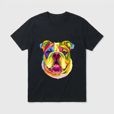 Pop Art Englische Bulldogge Hund T-Shirt – Klassisches T-Shirt in Schwarz