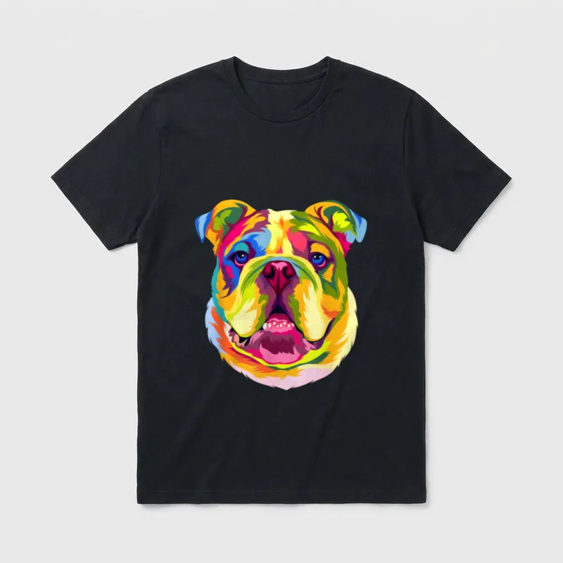 Pop Art Englische Bulldogge Hund T-Shirt – Klassisches T-Shirt in Schwarz