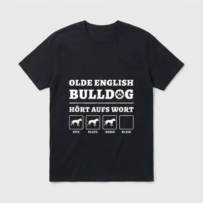 Olde English Bulldog Hört T-Shirt – Klassisches T-Shirt in Schwarz