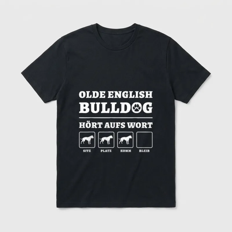 Olde English Bulldog Hört T-Shirt – Klassisches T-Shirt in Schwarz